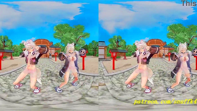 vr180 mmd FuwaMoco dance 3d hololive