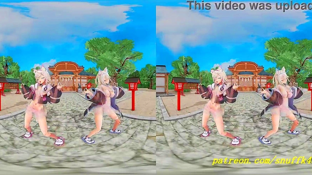 vr180 mmd FuwaMoco dance 3d hololive