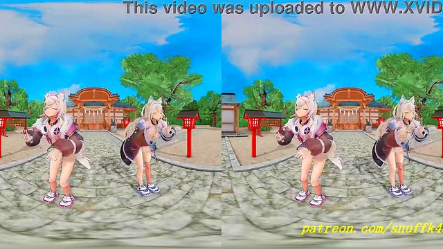 vr180 mmd FuwaMoco dance 3d hololive