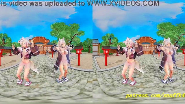 vr180 mmd FuwaMoco dance 3d hololive