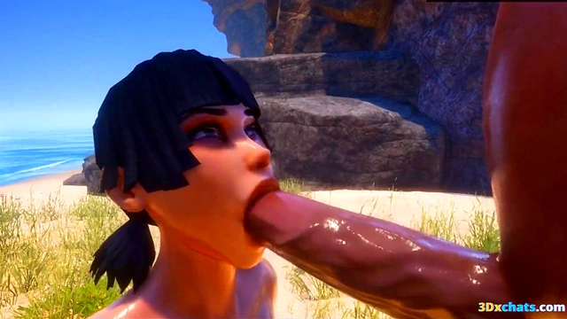 3d Mature man fucks slut on the beach