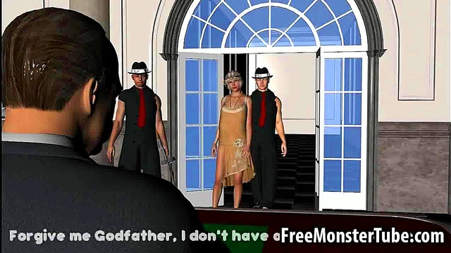 Hot 3D blonde babe getting fucked hard by The Godfather