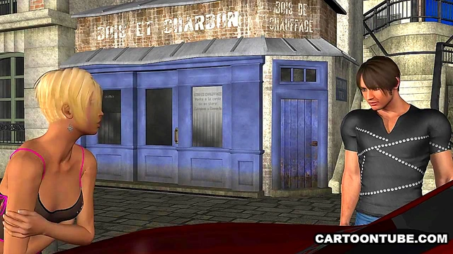 Short haired 3D cartoon babe sucks and fucks outdoors