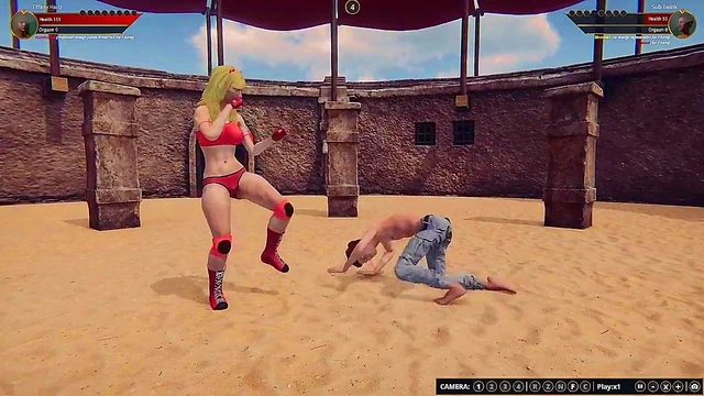 Tiffany Hanz VS Sub Twink (Naked Fighter 3D)