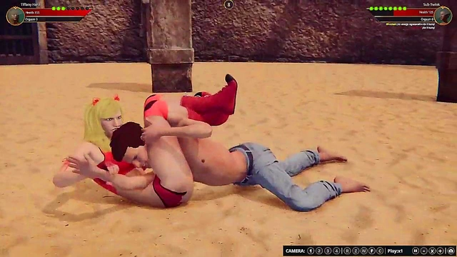 Tiffany Hanz VS Sub Twink (Naked Fighter 3D)