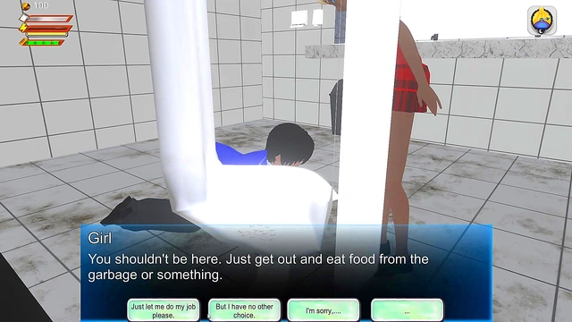 3d game bathroom humiliation: Shopowner doesn't pay unless she sits on your face