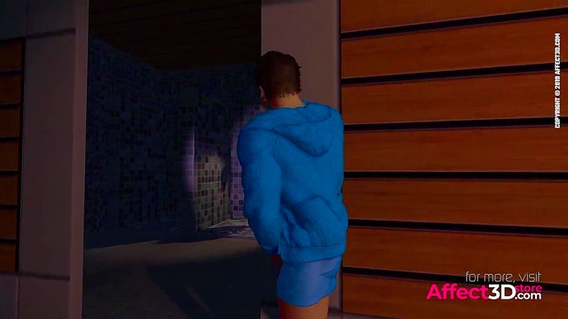 Muscle guy fucking a big tits futa babe in the shower in a 3d porn animation