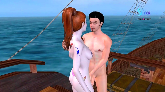 Cute Couple having fun in the Pirate Ship - Animated 3d cartoon porn