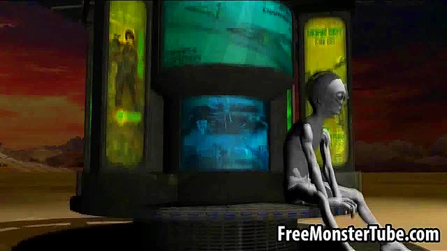 3D babe sucks cock and gets fucked by an alien