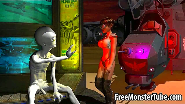 3D babe sucks cock and gets fucked by an alien