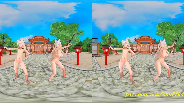 vr180 mmd Fuwa Moco Nude dance 3d hololive