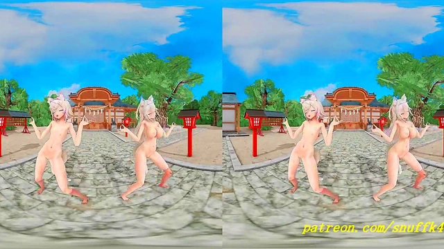 vr180 mmd Fuwa Moco Nude dance 3d hololive