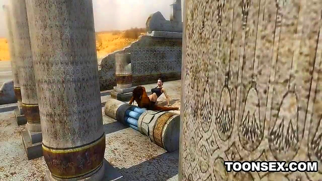 Sexy 3D Lesbian Licking a Black Babe's Pussy