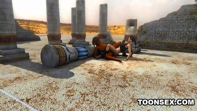 Sexy 3D Lesbian Licking a Black Babe's Pussy