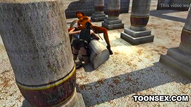 Sexy 3D Lesbian Licking a Black Babe's Pussy