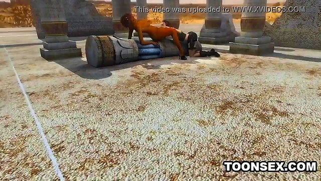 Sexy 3D Lesbian Licking a Black Babe's Pussy