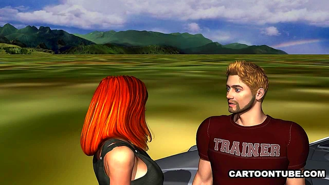 Sexy 3D redhead getting fucked on the hood of a car