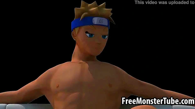 Three hot 3D babes have group sex in front of Naruto