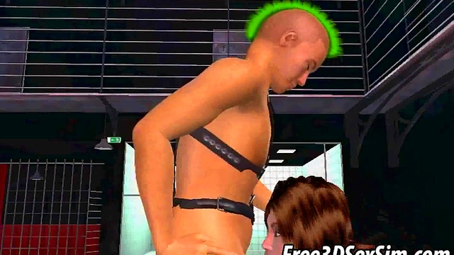 Foxy 3D brunette babe getting double teamed