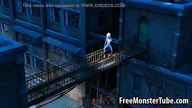 3D cartoon blue lesbian babe getting licked outdoors