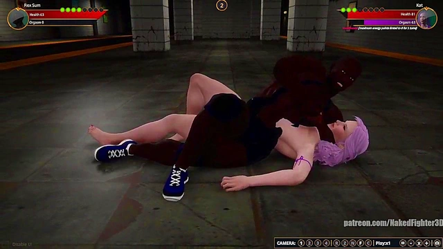 Rex Sum VS Kat (Naked Fighter 3D)