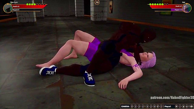 Rex Sum VS Kat (Naked Fighter 3D)