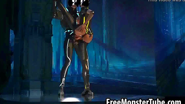Busty 3D cartoon Tron babe getting fucked hard