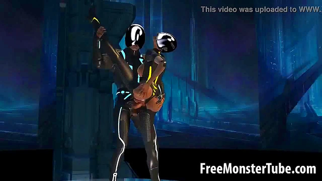 Busty 3D cartoon Tron babe getting fucked hard