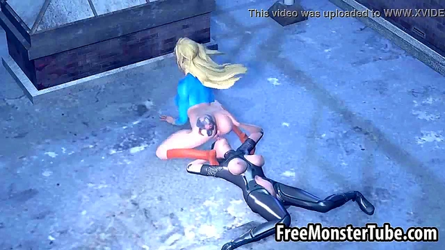 3D Supergirl getting her pussy licked by Catwoman