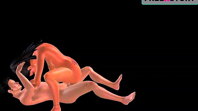 An animated 3D cartoon porn video - Indian Bhabhi riding Japanese man's dick in cowgirl