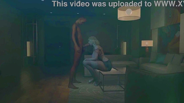 3D blonde Asian whore cheating with big old dick