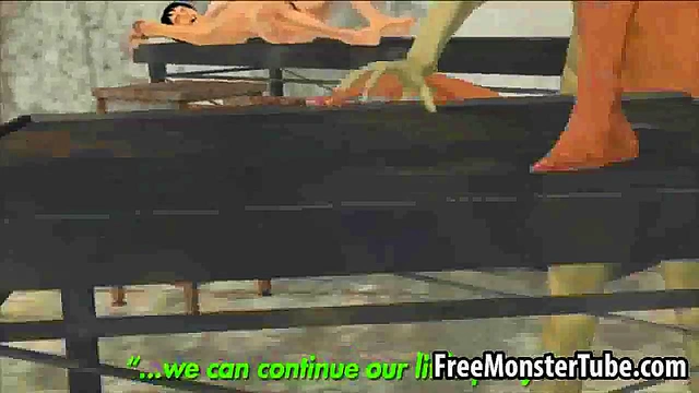 Short haired 3D babe sucking on a zombies cock