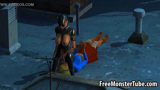 Two sexy 3D cartoon super hero babes dyke it outomanandsoopergirl1-high 2