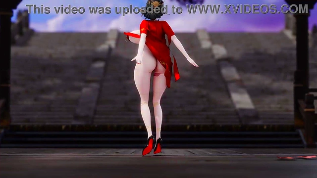 Hanying/Shuangpamish Anime/2D Chinese style red dress pregnant belly naked dance (3D