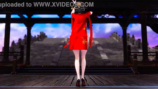 Hanying/Shuangpamish Anime/2D Chinese style red dress pregnant belly naked dance (3D