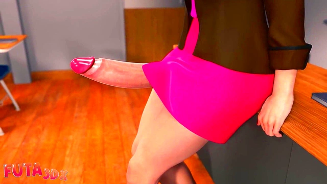 This Futanari Teacher's Cock Is Shoved In Big Tittied Blonde