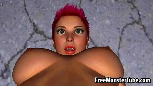 3D redhead lesbian babe gets eaten out