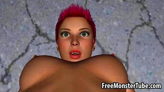 3D redhead lesbian babe gets eaten out