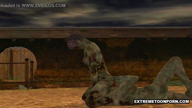 Two 3D Cartoon Zombie Lesbian Babes Fooling Around