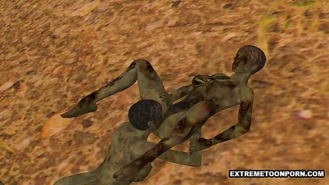 Two 3D Cartoon Zombie Lesbian Babes Fooling Around
