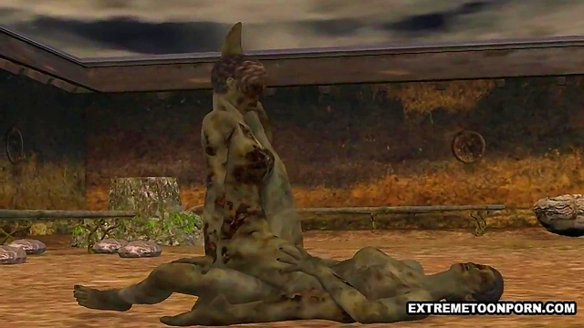 Two 3D Cartoon Zombie Lesbian Babes Fooling Around