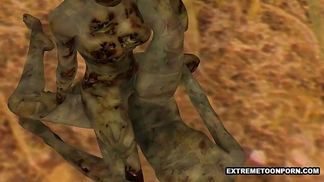 Two 3D Cartoon Zombie Lesbian Babes Fooling Around