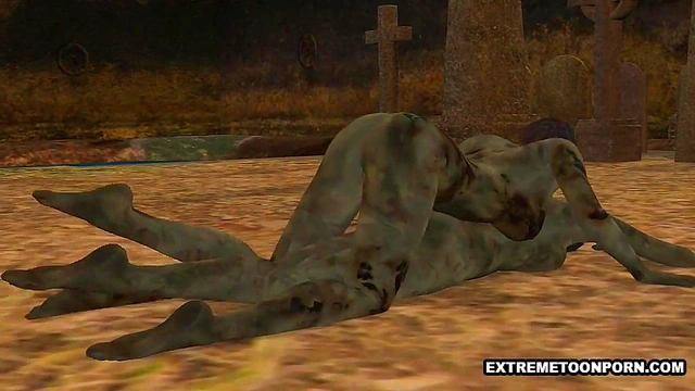 Two 3D Cartoon Zombie Lesbian Babes Fooling Around