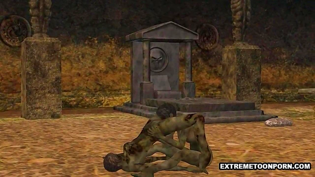 Two 3D Cartoon Zombie Lesbian Babes Fooling Around