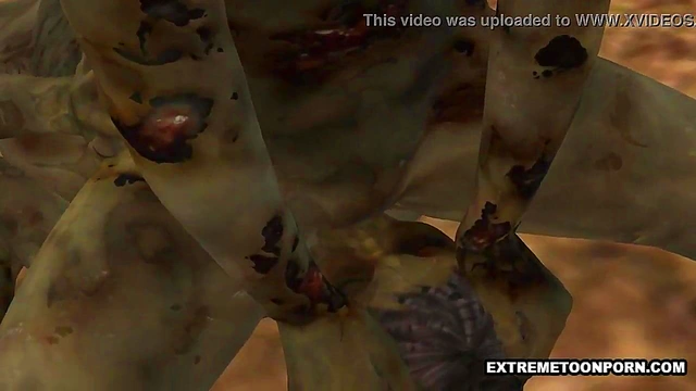 Two 3D Cartoon Zombie Lesbian Babes Fooling Around