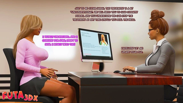 Futa3d X - HUGE Dicked Blonde Futa Cums All Over Hot Redhead Babe's Face