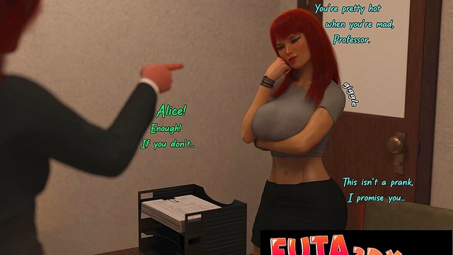 Futa3DX - Redhead Futa Professor Shoves Her Massive Cock Into Cute Tight Pussy - Comic
