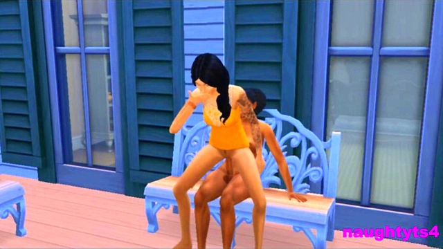 Cheating Neighbour Rides Futa Cock On The Balcony