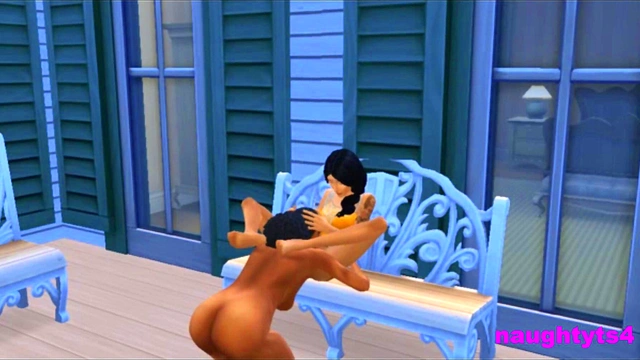 Cheating Neighbour Rides Futa Cock On The Balcony