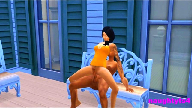 Cheating Neighbour Rides Futa Cock On The Balcony